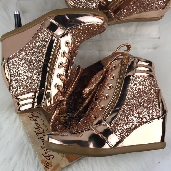ROSE GOLD WEDGE SNEAKERS - Picture 3 of 8